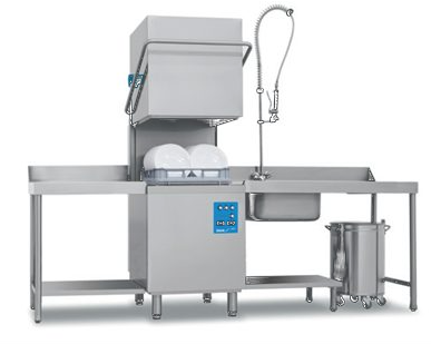 Commercial hood-type dishwasher